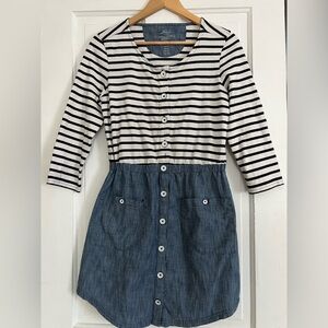 Levi’s Coastal Cottagecore Chambray Stripe Dress Button Front Pockets M